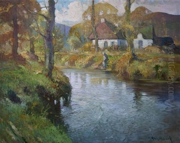 Creek Scene Oil Painting by George Ames Aldrich