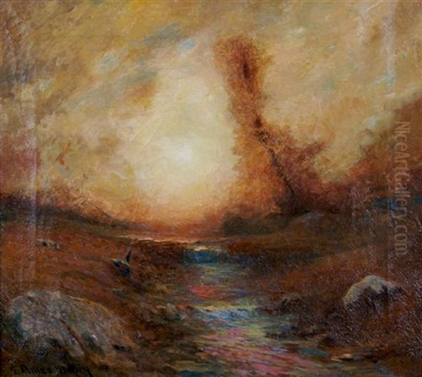 Sunset Oil Painting by George Ames Aldrich