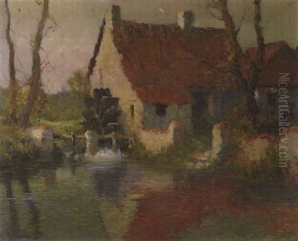 Old Mill, Normandy Oil Painting by George Ames Aldrich