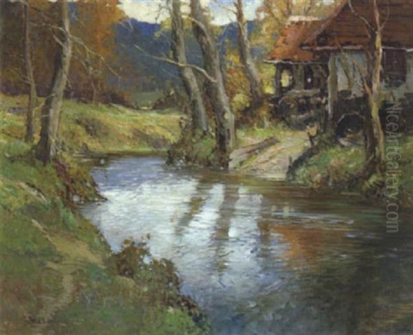 Haus Am Bach Oil Painting by George Ames Aldrich