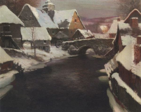 Brittany Stream In The Winter Oil Painting by George Ames Aldrich