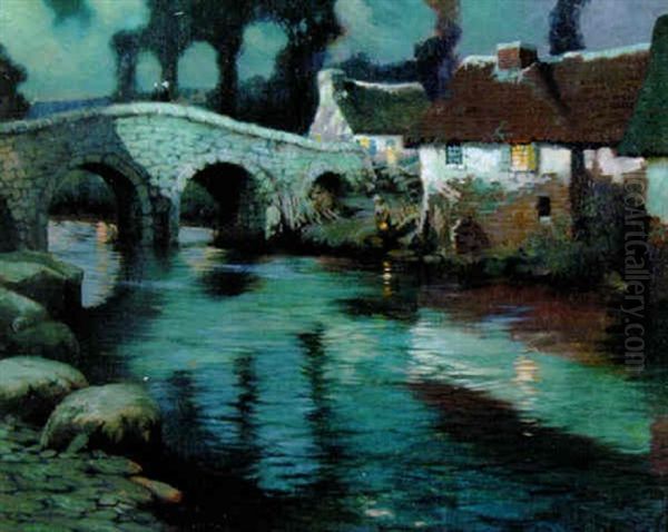 The Stone Bridge Oil Painting by George Ames Aldrich