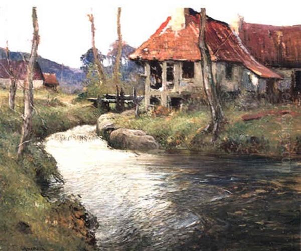 Brittany Stream Oil Painting by George Ames Aldrich