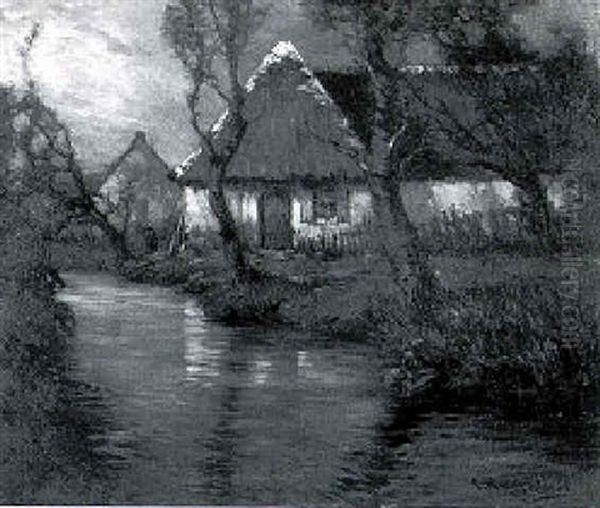 Moolight Stream, Brittany Oil Painting by George Ames Aldrich