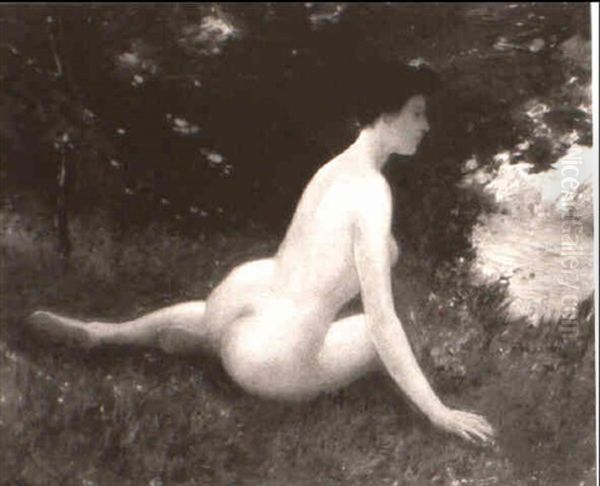 Nude By A Brook Oil Painting by George Ames Aldrich