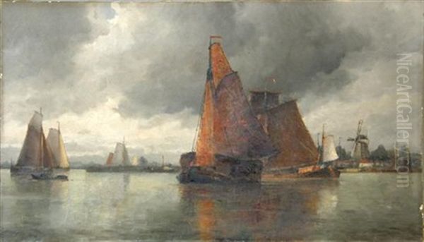 No1 Near Dordrecht Holland Oil Painting by Frederick James Aldridge