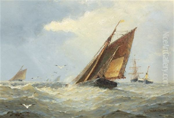 Segelboote Bei Frischer Brise Oil Painting by Frederick James Aldridge