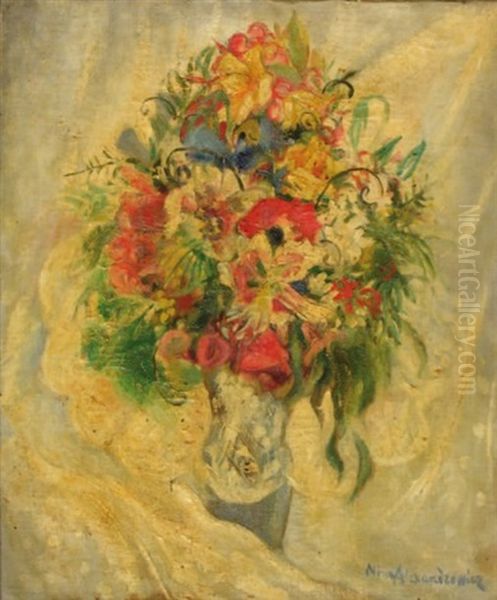 Bouquet De Fleurs Oil Painting by Nina Homolacs Aleksandrowicz