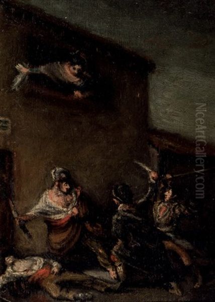 Pelea En La Venta Oil Painting by Leonardo Alenza Y Nieto