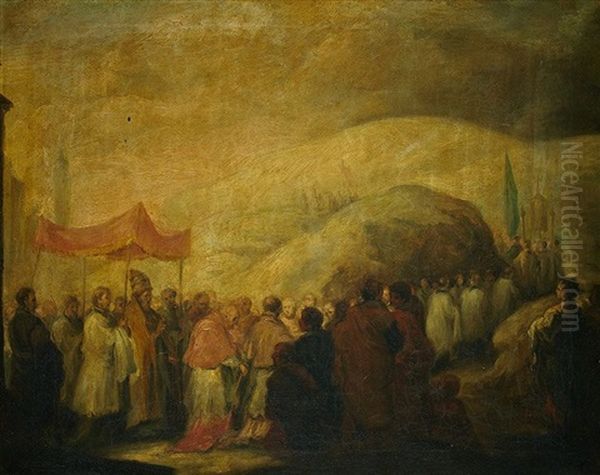 Procesion Al Monte Equilino Oil Painting by Leonardo Alenza Y Nieto