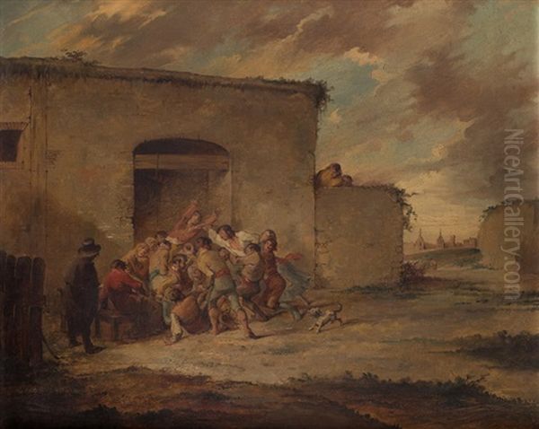 Pelea A La Puerta De Una Venta Oil Painting by Leonardo Alenza Y Nieto