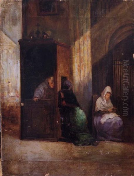 La Confesion Oil Painting by Leonardo Alenza Y Nieto