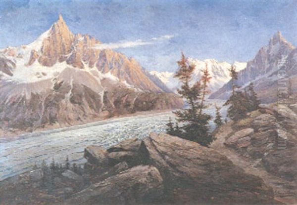 La Mer De Glace Oil Painting by Frederic Hugo d' Alesi