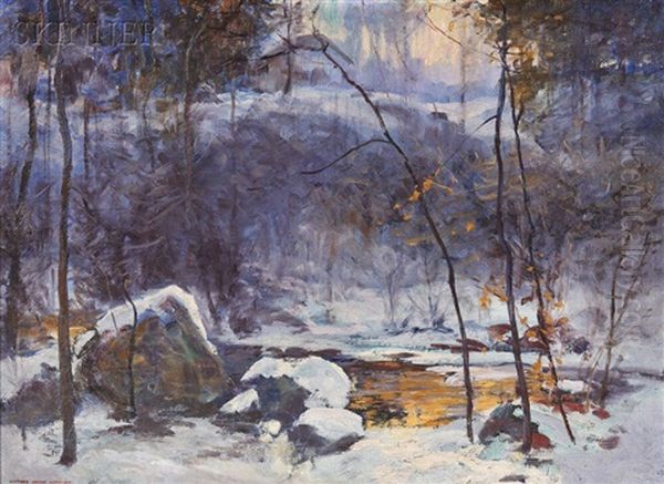 Woodland Sunset In Winter Oil Painting by Clifford Grear Alexander