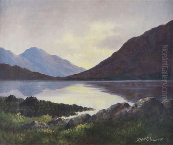 Evening Reflections On Dhu Lough, Connemara Oil Painting by Douglas Alexander