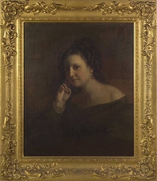 Portrait Of A Young Woman In Brown Oil Painting by Francis Alexander