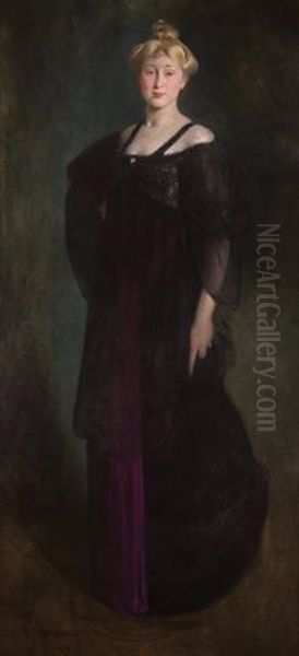 Woman In Black (portrait Of Mrs. Paul W. Bartlett) Oil Painting by John White Alexander