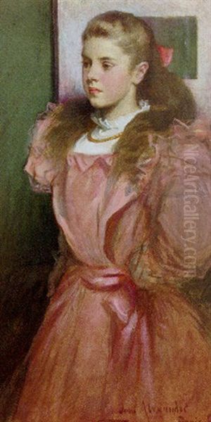 Young Girl In Rose (portrait Of Eleanora Randolph Sears) Oil Painting by John White Alexander