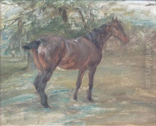 Outdoor Study With Horse Oil Painting by Robert L. Alexander