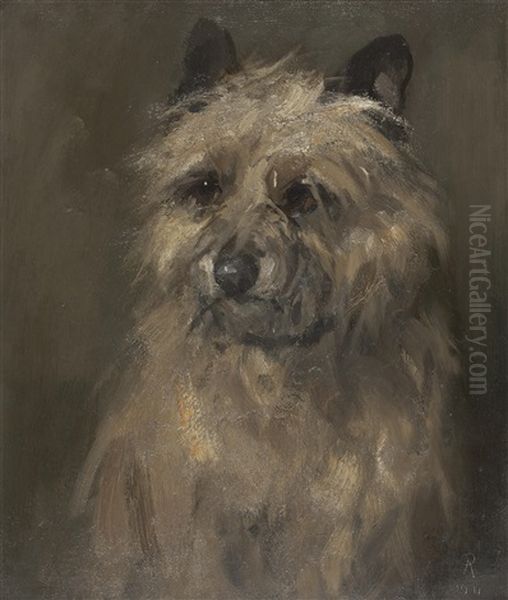 A Terrier Oil Painting by Robert L. Alexander