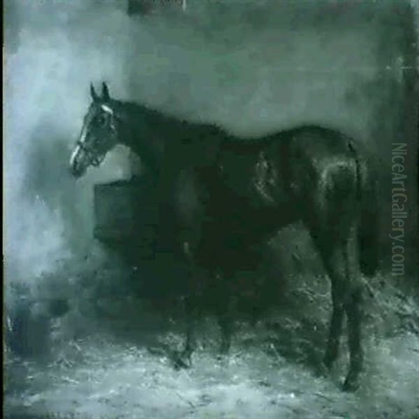 Horses In Loose Boxes (2)                                   One Dated 1899 Oil Painting by Robert L. Alexander