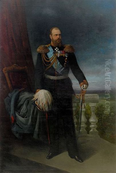 Portrait Of Emperor Alexander Iii Oil Painting by Stephan Fedorovich Alexandrovski