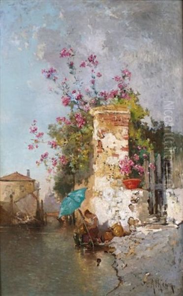 Canal A Venise Oil Painting by Jean d' Alheim