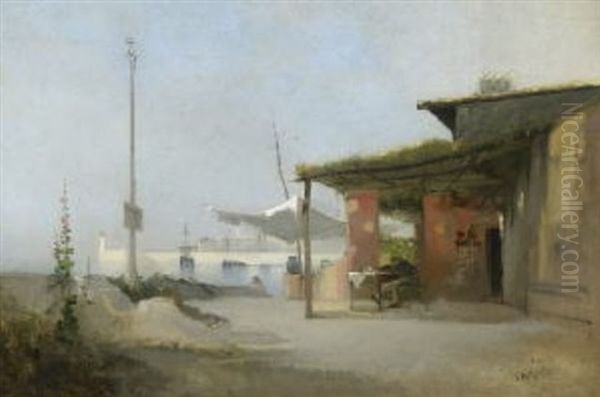 Taverne Am Hafen Oil Painting by Jean d' Alheim