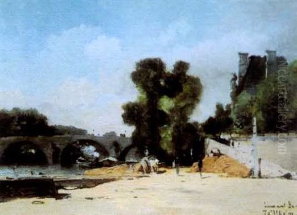 Le Pont Royal Oil Painting by Jean d' Alheim