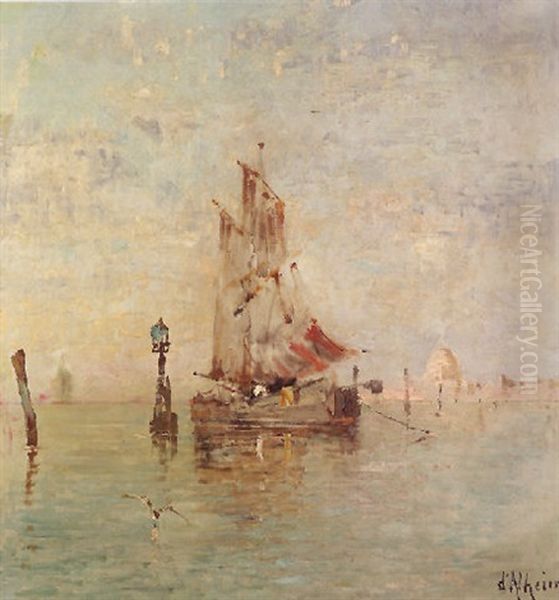 Segler Vor Venedig Oil Painting by Jean d' Alheim