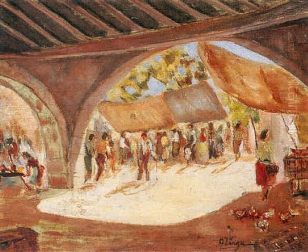 Mercado Oil Painting by Emilio Aliaga Romagosa