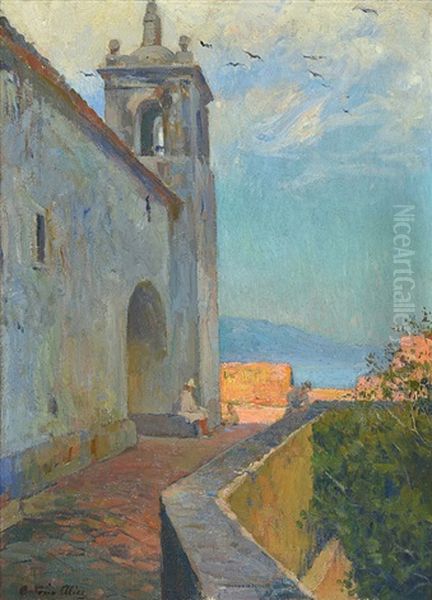 La Iglesia De La Isla De Boa Viagem. Bahia Rio De Janeiro Oil Painting by Antonio Alice