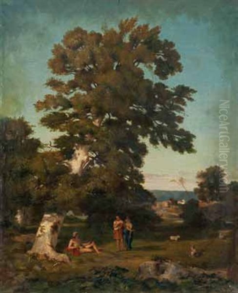 Scene Mythologique Sous Un Arbre by Theodore Claude Felix Caruelle d' Aligny