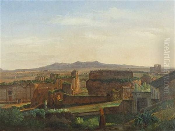 Ruines Dans La Campagne Romaine Oil Painting by Theodore Claude Felix Caruelle d' Aligny