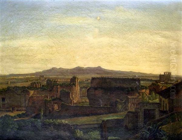 Vue De La Compagne Italienne Oil Painting by Theodore Claude Felix Caruelle d' Aligny