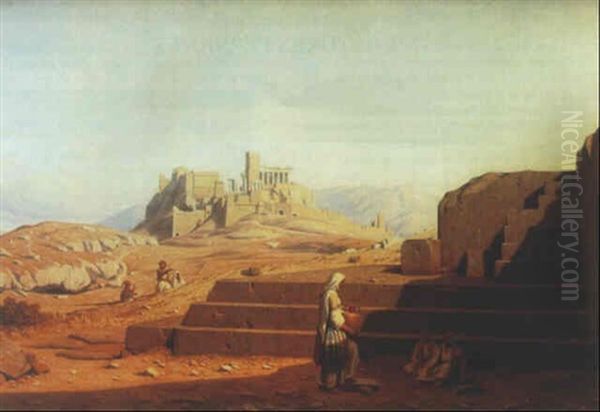 Vue De L'acropole D'anthenes Oil Painting by Theodore Claude Felix Caruelle d' Aligny