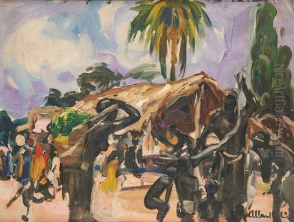 Village (africaniste) Oil Painting by Fernand Allard L'Olivier