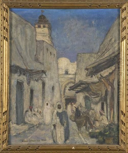 Souks Animes A Sfax (tunisie) Oil Painting by Fernand Allard L'Olivier