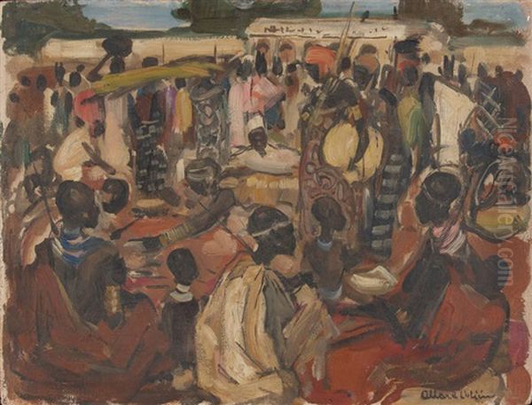 Scene De Marche A Kivu Oil Painting by Fernand Allard L'Olivier