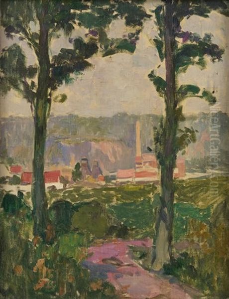 Vue Presumee De La Briqueterie De Stockel Oil Painting by Fernand Allard L'Olivier