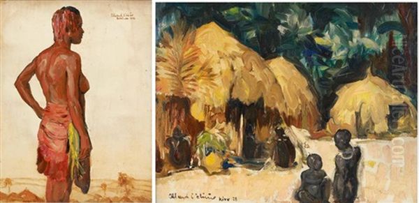 Africaines A Kabinda (+ Another; 2 Works) Oil Painting by Fernand Allard L'Olivier