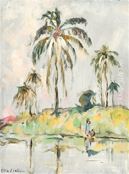 Au Bord De La Riviere -congo Oil Painting by Fernand Allard L'Olivier