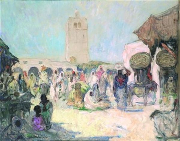 Marche Arabe, Oasis De Gabes Tunisie Oil Painting by Fernand Allard L'Olivier