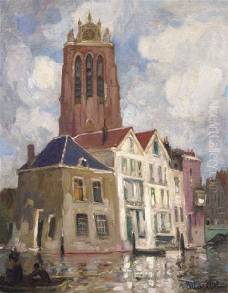 The Tower Of The Grote Kerk, Dordrecht Oil Painting by Fernand Allard L'Olivier