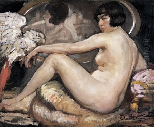 Femme Au Perroquet Oil Painting by Fernand Allard L'Olivier