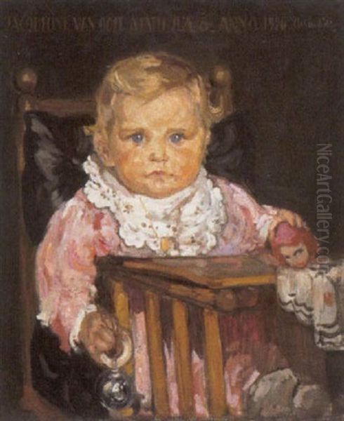 Portret Van Jacqueline Van Oost Als Baby Oil Painting by Fernand Allard L'Olivier