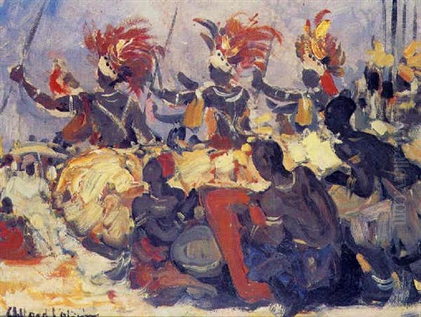 Danse Des Guerriers Oil Painting by Fernand Allard L'Olivier