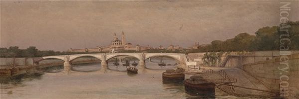 Am Ufer Der Seine, Mit Blick Auf Das Trocadero Oil Painting by Silvio Allason