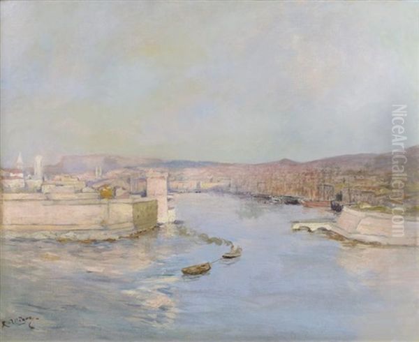 Entree Du Port De Marseille Oil Painting by Raymond Allegre