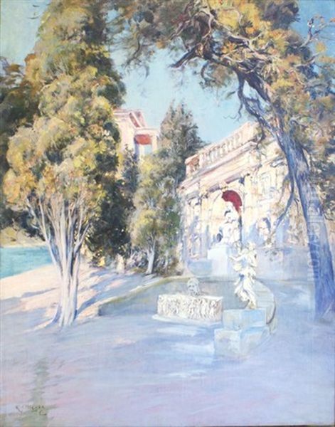 Villa Du Barron De Carracal A La Croisette (cannes) Oil Painting by Raymond Allegre